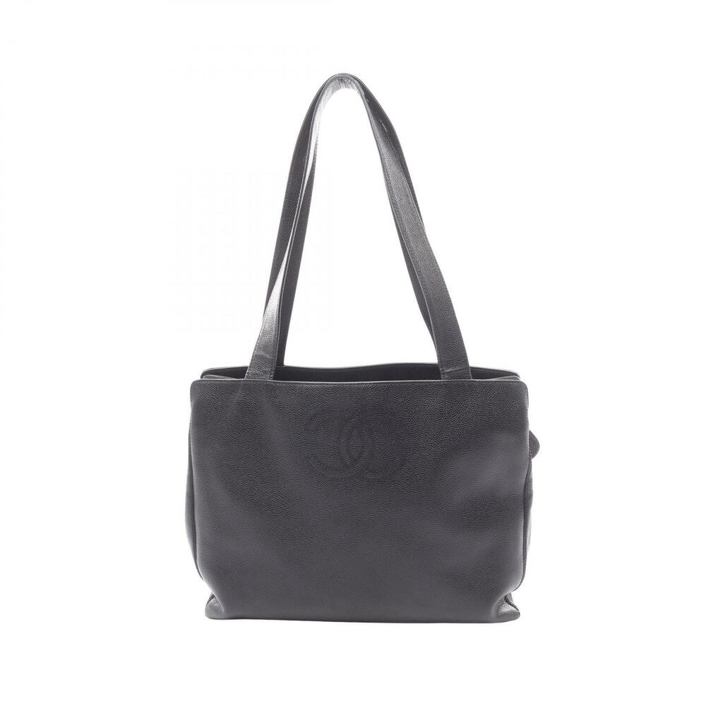Chanel Coco Mark Shoulder Tote Bag Caviar Leather Grained Calfskin Black